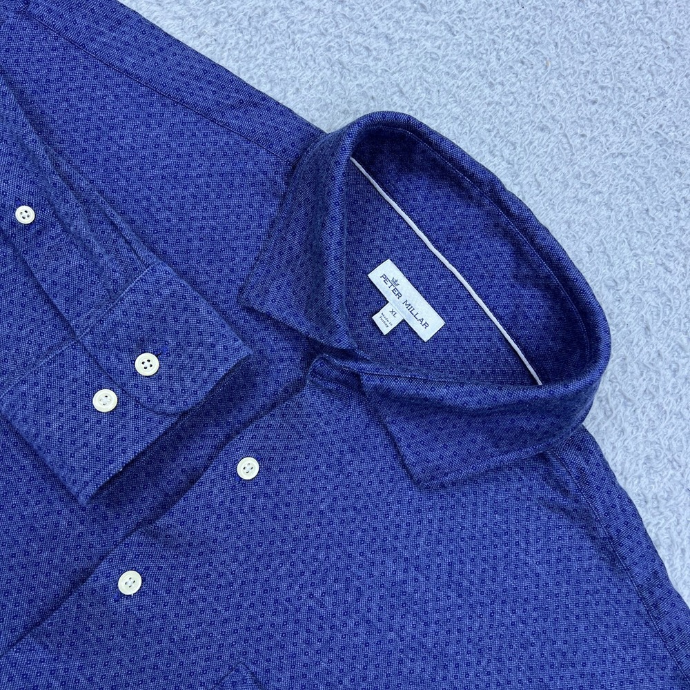 Peter‎ Millar Men's Diamond Neat Regular Fit Button-up Long Sleeve Shirt Navy XL